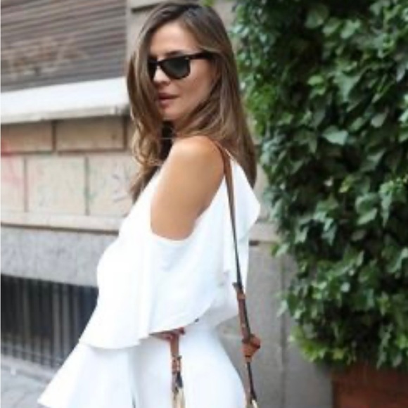Rare Design, Zara Studio White Cold Shoulder Ruffle Sleeve Backless Midi Dress - Picture 2 of 12